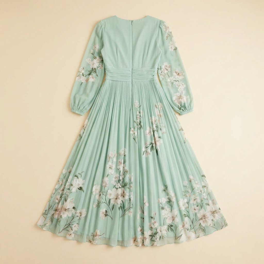 Mira | Floral Midi Dress Lightweight, Pleated Skirt for Women