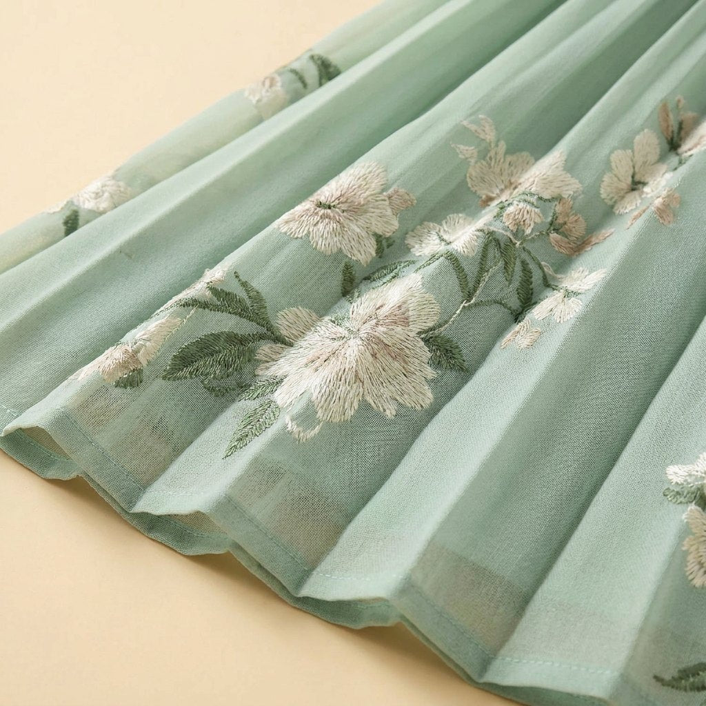 Mira | Floral Midi Dress Lightweight, Pleated Skirt for Women