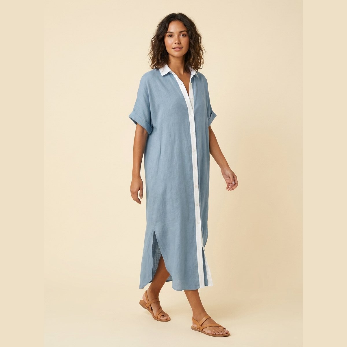 Mira | Maxi Dress Linen Blend, Short Sleeves, Perfect for Summer