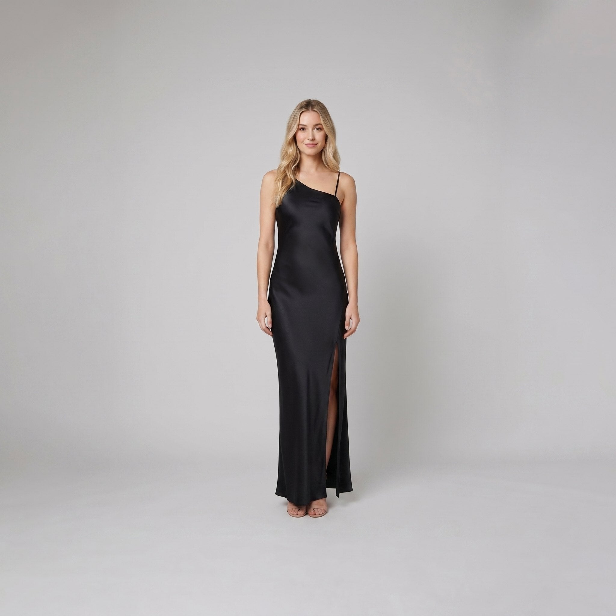 Mira | Long Dress Satin Open Back with Slit, Perfect for Wedding Guest and Formal Occasions