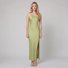 Mira | Long Dress Satin Open Back with Slit, Perfect for Wedding Guest and Formal Occasions