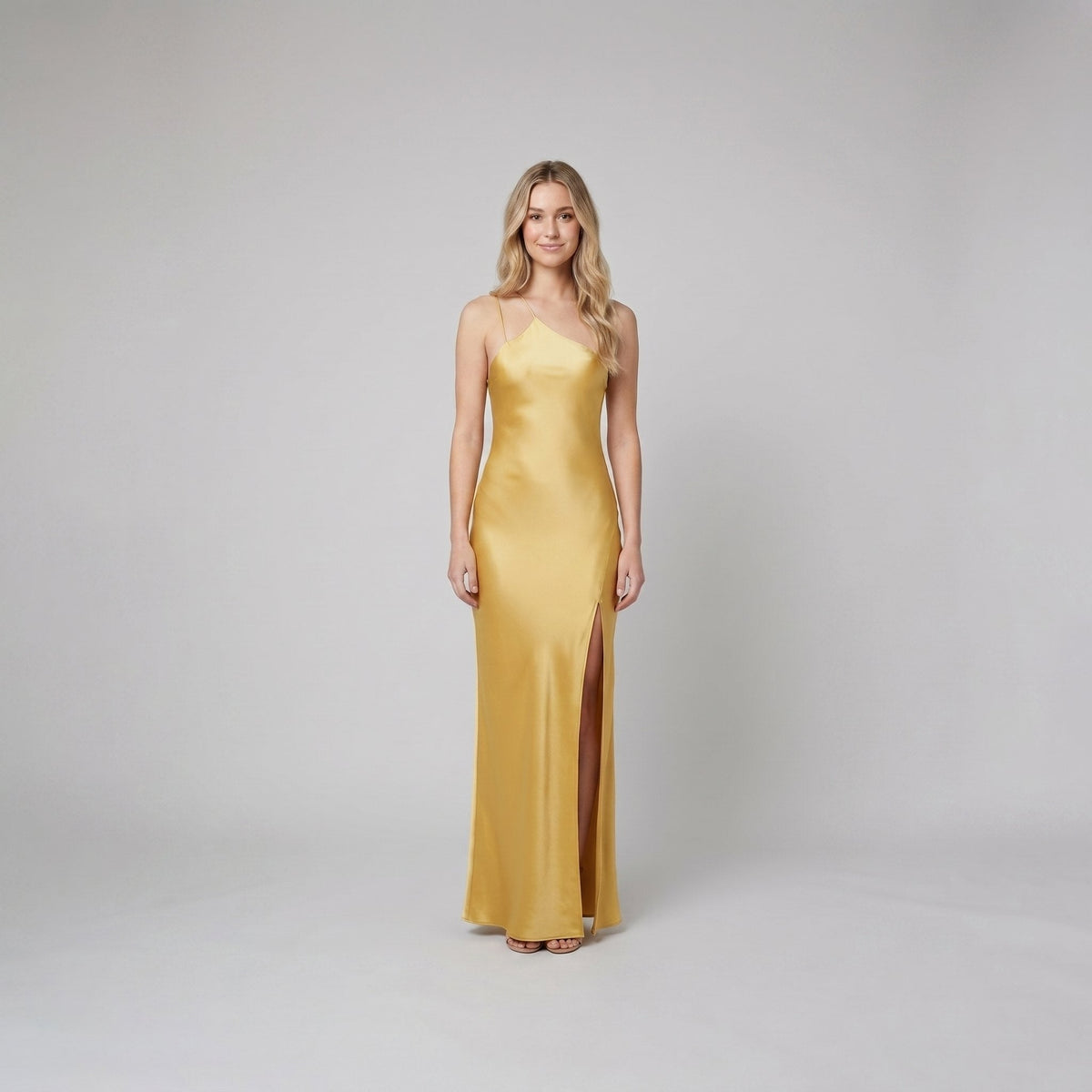 Mira | Long Dress Satin Open Back with Slit, Perfect for Wedding Guest and Formal Occasions
