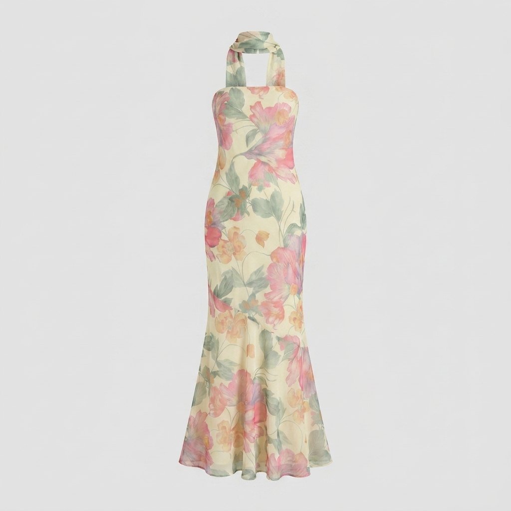 Mira | Maxi Dress Floral Print, Adjustable Straps for Wedding Guests and Summer Events