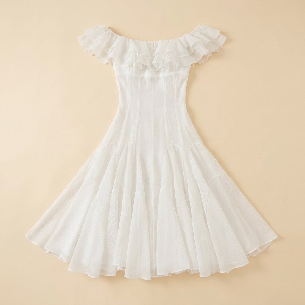 Mira | Off Shoulder Dress Ruched Chiffon Midi, Perfect for Weddings and Summer Events