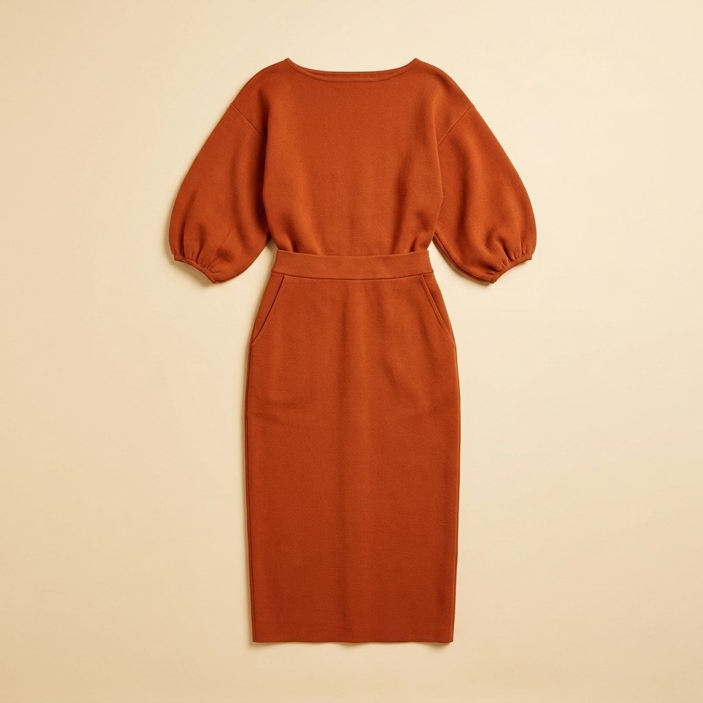 Mira | Women's Set Structured Midi Top with Puffed Sleeves