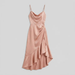 Mira | Midi Dress Satin, Cowl Neck