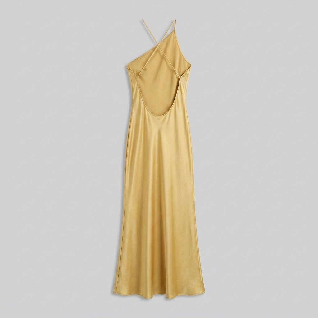 Mira | Satin Dress Open Back Maxi Wedding Guest Dress