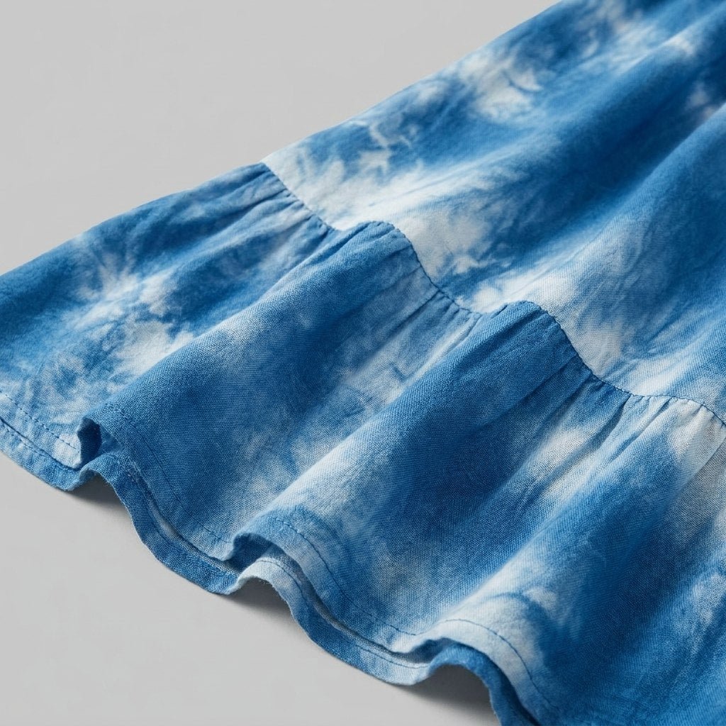 Mira | Women's Set Tie-Dye Loungewear, Sleeveless Blouse & Ruffled Wide-Leg Pants