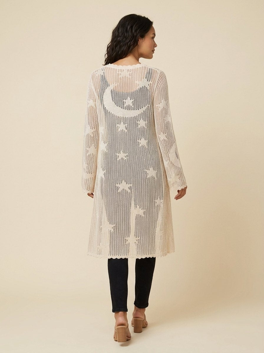 Mira Women's Duster | Lightweight Lace, Celestial Pattern