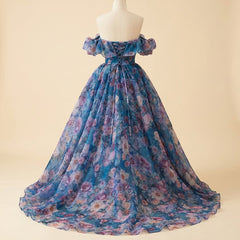 Naiad | Gown Translucent Turquoise Organza, Corseted Bodice, Formal Dress for Wedding Guests