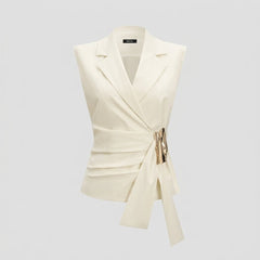 Nora | Women's Vest Asymmetrical Cut, Metallic Ruched Design
