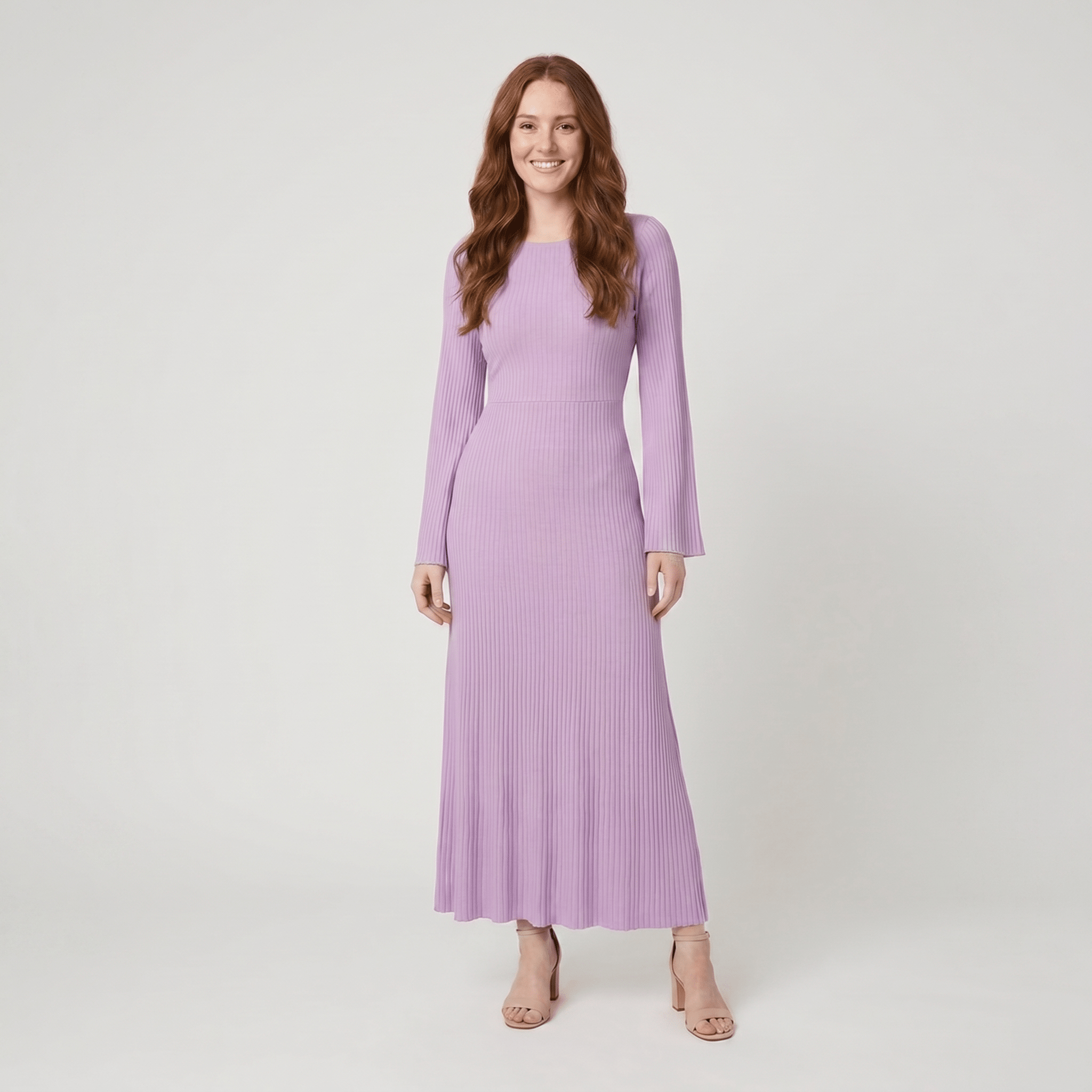 Nori Maxi Dress | Striped Knit with Elegant Bell Sleeves