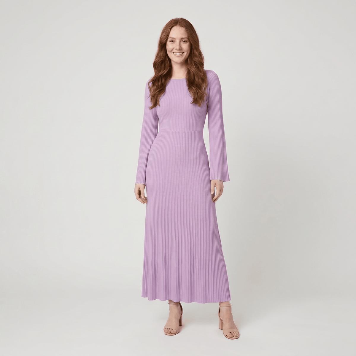 Nori Maxi Dress | Striped Knit with Elegant Bell Sleeves