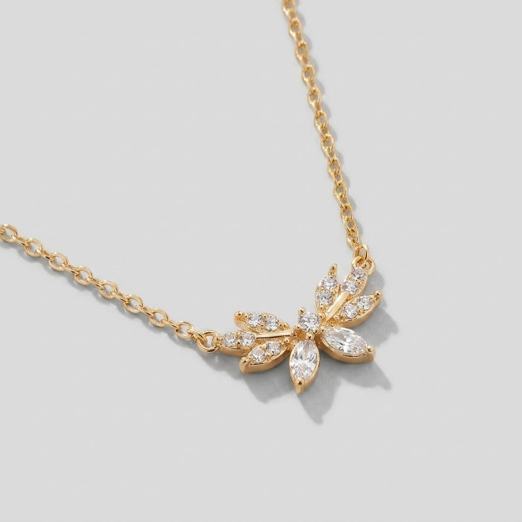 Omelia Crystal Leaf Necklace