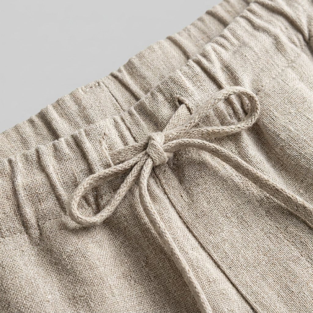 Palo | Linen Pants Men, Medium Weight, Tapered Fit, Elastic Drawstring