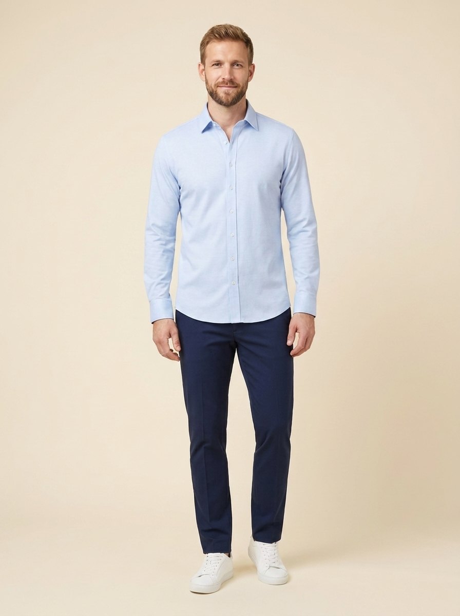 Paxon Men's Shirt | Performance Stretch, Wrinkle-Resistant Light Blue
