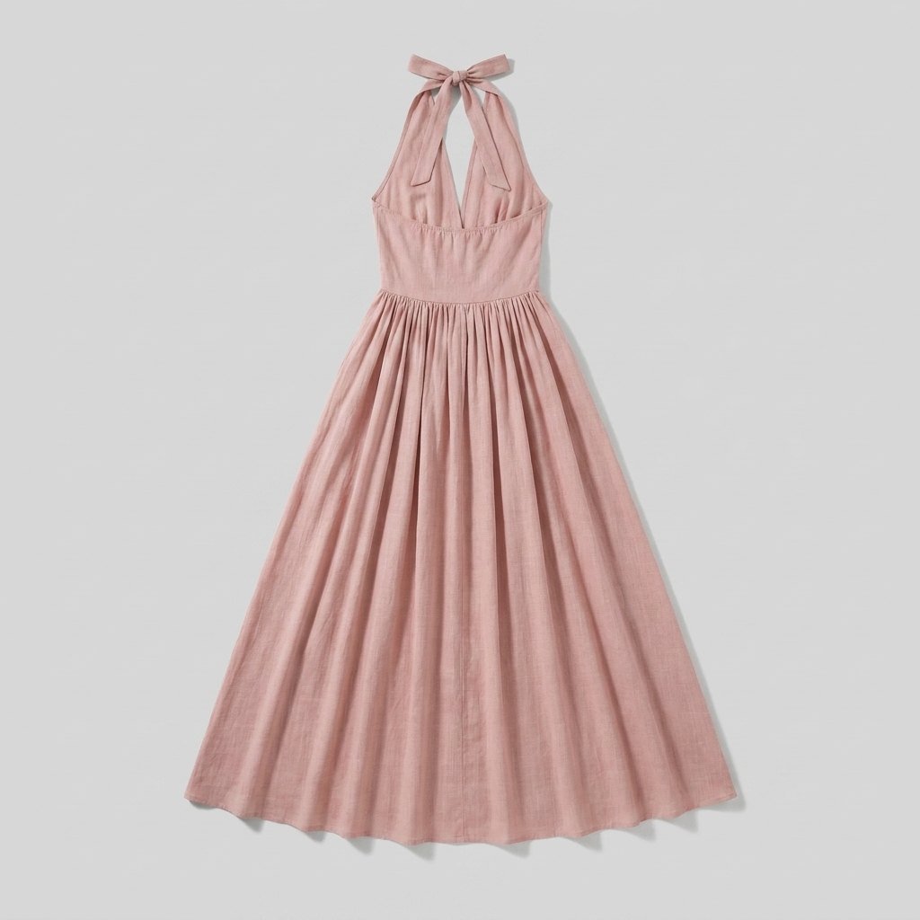 Phaedra | Maxi Dress Boho Cotton-Linen Halter Long Dress for Women