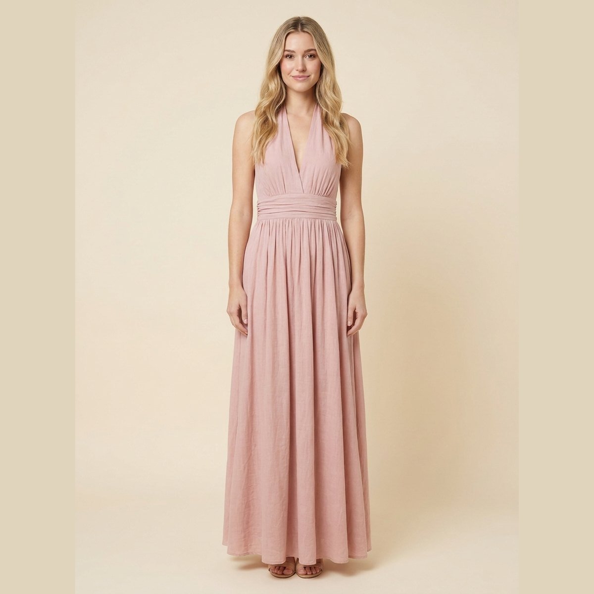 Phaedra | Maxi Dress Boho Cotton-Linen Halter Long Dress for Women