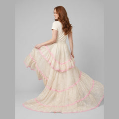 Pillow | Maxi Skirt Ruffled Lace-Trimmed Organza with Train