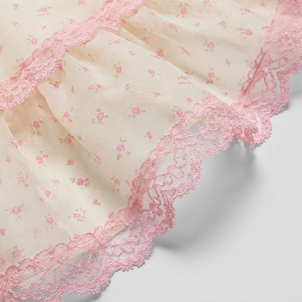 Pillow | Maxi Skirt Ruffled Lace-Trimmed Organza with Train