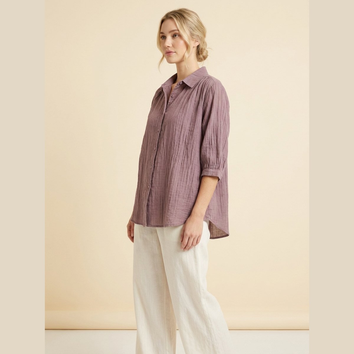 Pinky | Women's Shirt Oversized Cotton, Bracelet Sleeve