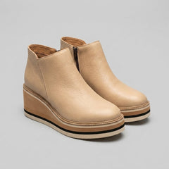 Pinnacle | Black Ankle Boots Stylish PU Leather, Comfortable Wedge Design