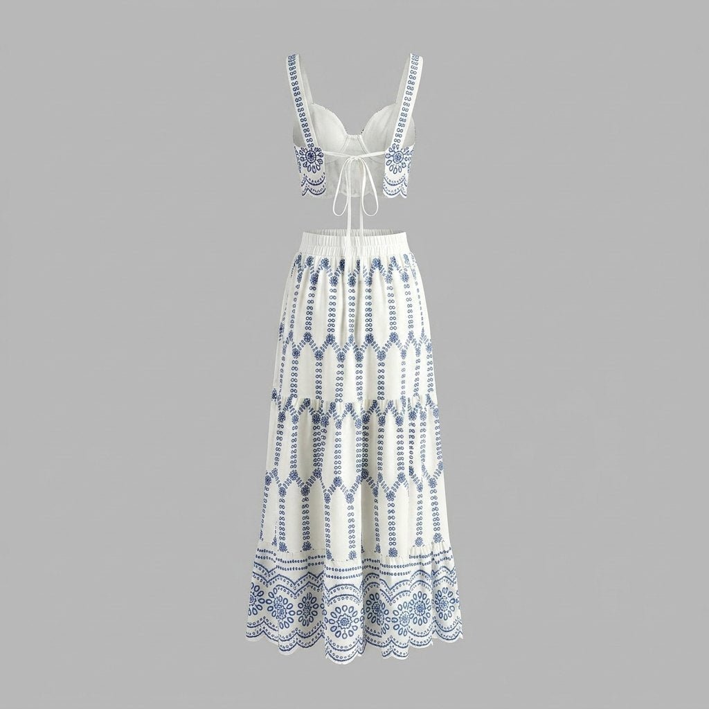 Pinta | Two Piece Skirt Set Printed, Tie Back Design