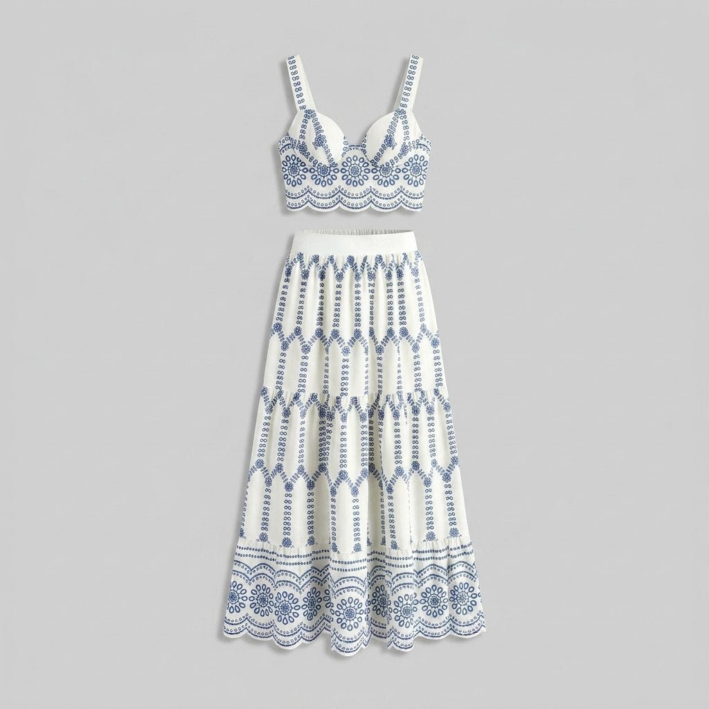 Pinta | Two Piece Skirt Set Printed, Tie Back Design