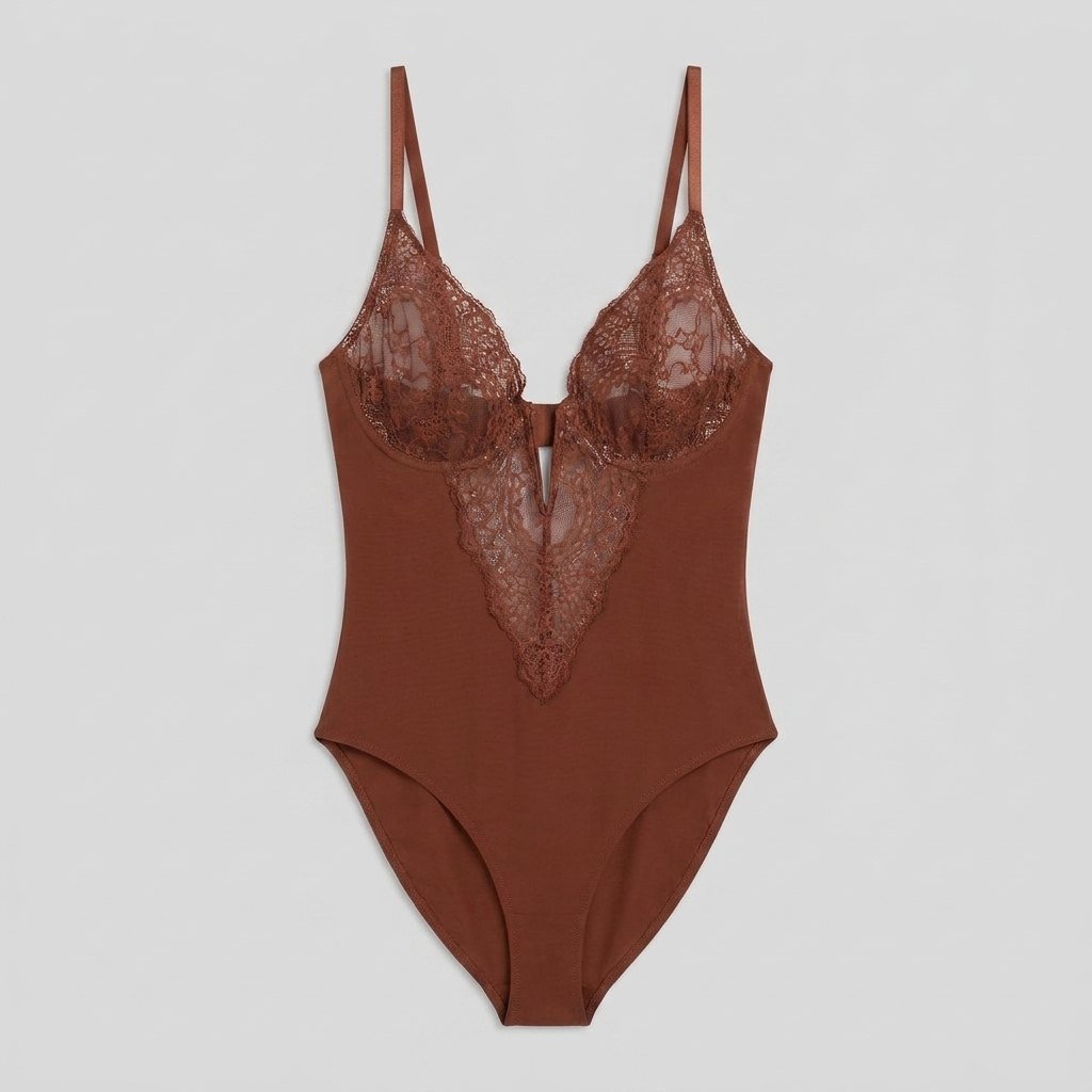 Poppy | Lace Bodysuit Deep-V Neck, Breathable Fabric, Tummy Control