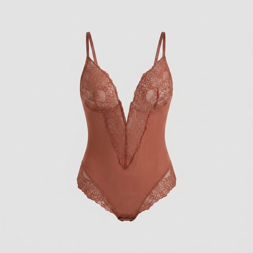 Poppy | Lace Bodysuit Deep-V Neck, Breathable Fabric, Tummy Control