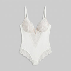 Poppy | Lace Bodysuit Deep-V Neck, Breathable Fabric, Tummy Control