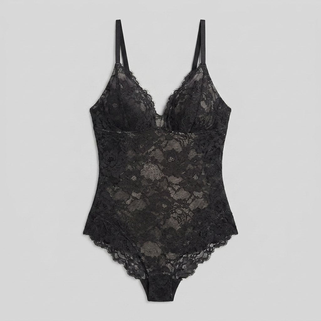 Poppy | Lace Bodysuit Deep-V Neck, Breathable Fabric, Tummy Control