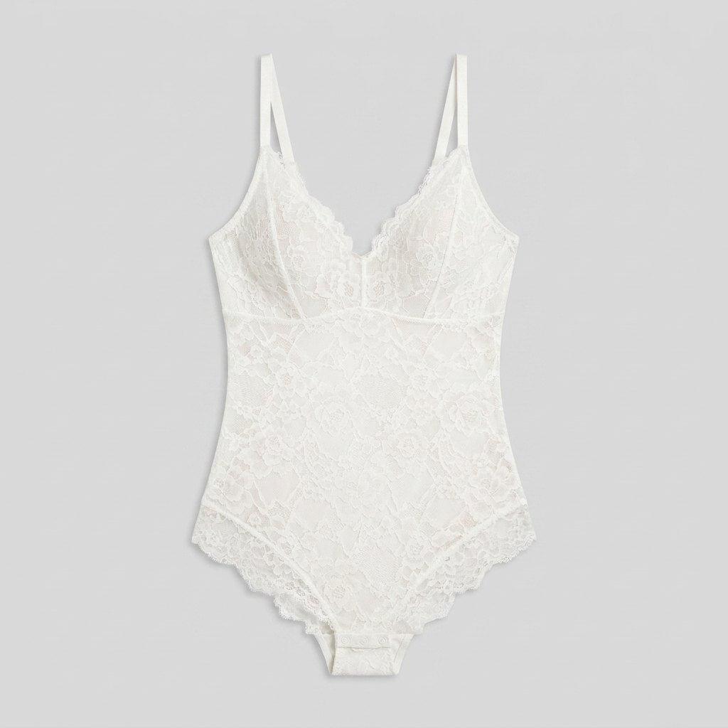 Poppy | Lace Bodysuit Deep-V Neck, Breathable Fabric, Tummy Control
