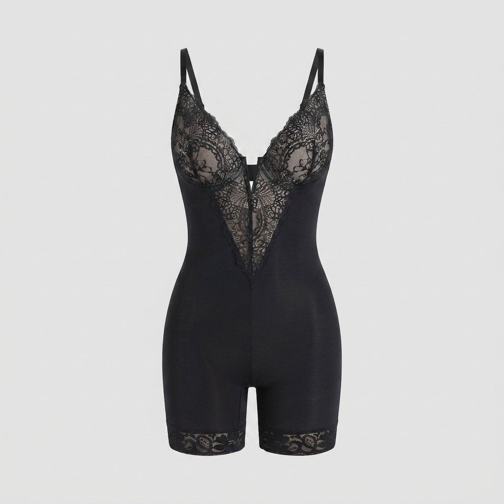 Poppy | Lace Bodysuit Deep-V Neck, Breathable Fabric, Tummy Control
