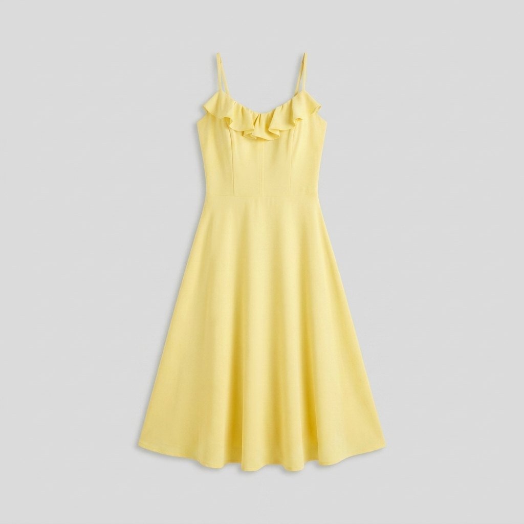 Raffi | Womens Dress Ruffle Trim, A-Line Midi Dress