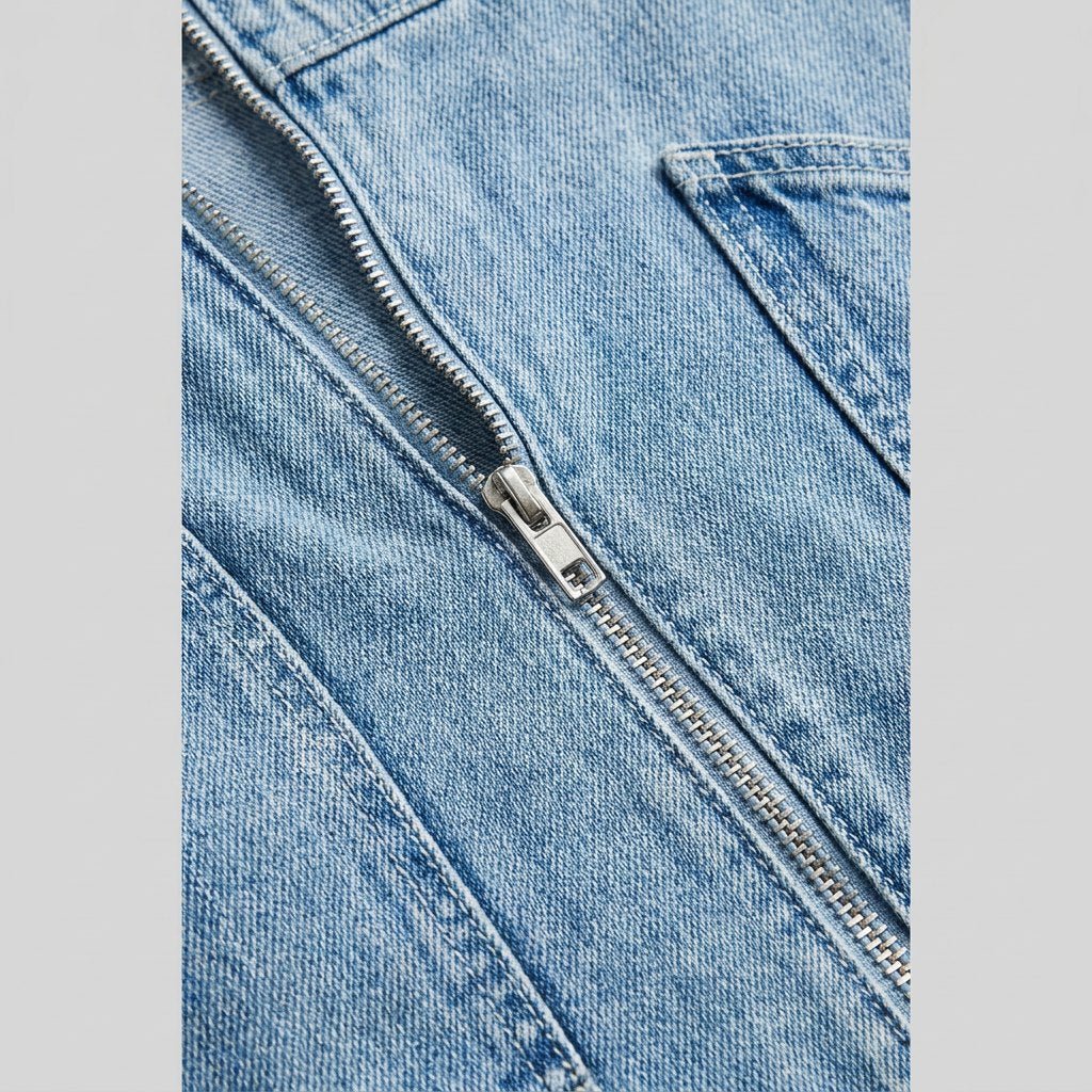 Rela | Denim Dress Vintage Light Blue, Mini Length, Double-Pocket Design