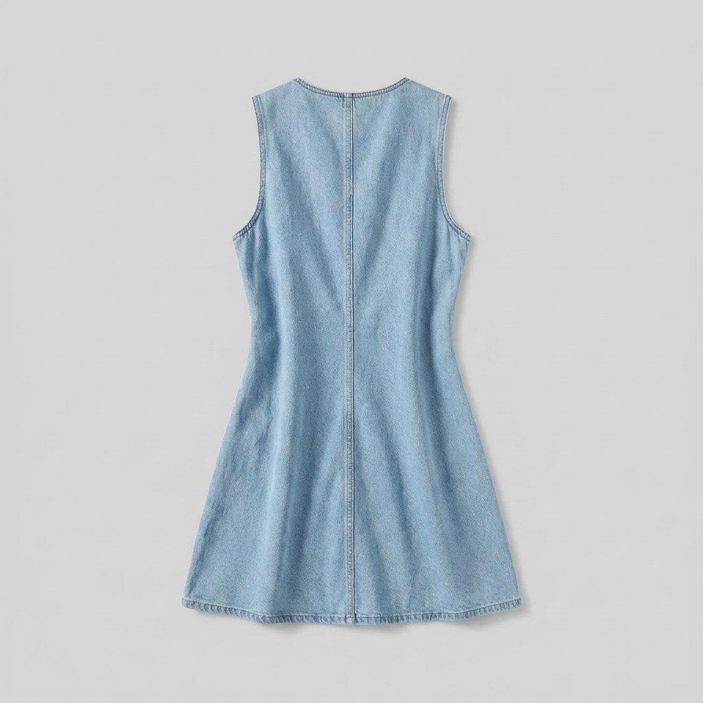 Rela | Denim Dress Vintage Light Blue, Mini Length, Double-Pocket Design