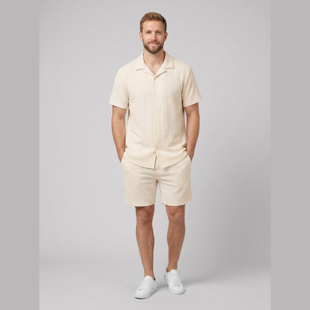 Relaxtic | Mens Shirt and Shorts Set Woven Material, Regular Fit