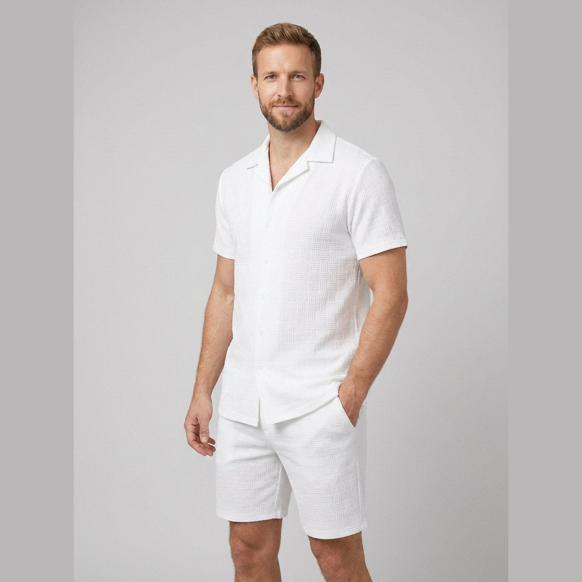 Relaxtic | Mens Shirt and Shorts Set Woven Material, Regular Fit