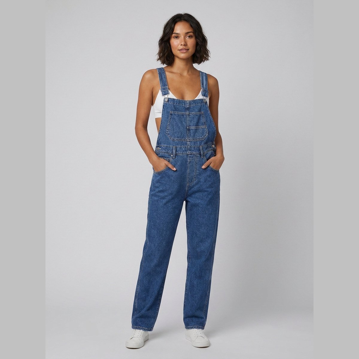 Relaxtic Women's Overalls | Adjustable Cotton Blend, Relaxed Fit, Full-Length