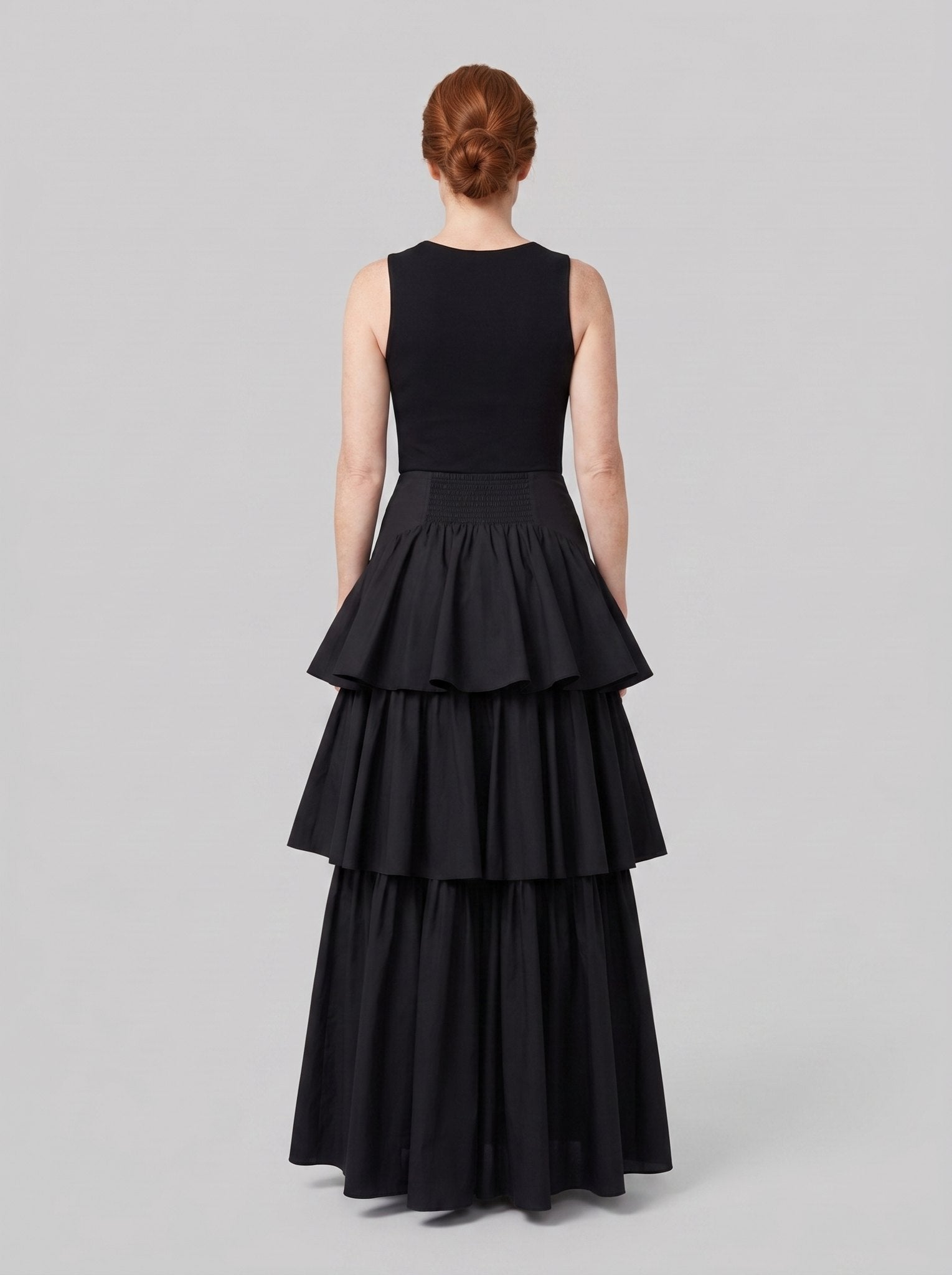 Rielle Maxi Skirt | Pleated, Tiered Silhouette, Elastic Panels