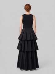 Rielle Maxi Skirt | Pleated, Tiered Silhouette, Elastic Panels