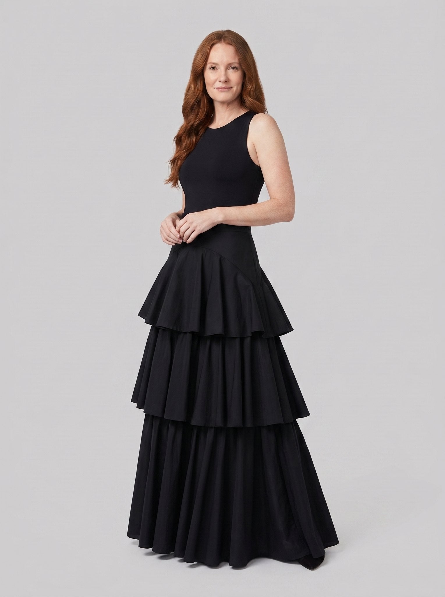 Rielle Maxi Skirt | Pleated, Tiered Silhouette, Elastic Panels