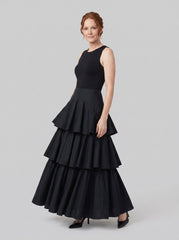 Rielle Maxi Skirt | Pleated, Tiered Silhouette, Elastic Panels