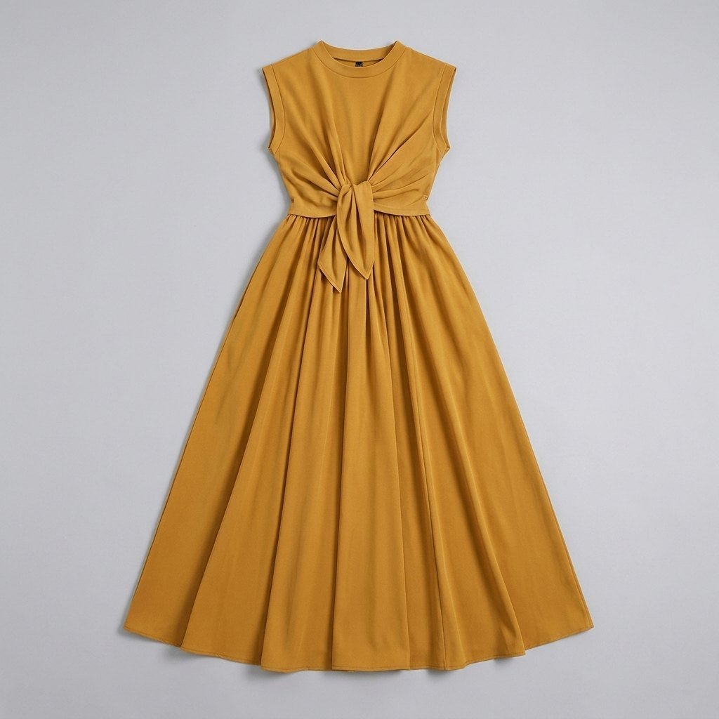 Rina | Maxi Dress Sleeveless, Tie-Up Detail, Soft Fabric, Full-Length