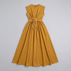 Rina | Maxi Dress Sleeveless, Tie-Up Detail, Soft Fabric, Full-Length