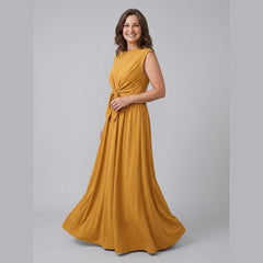 Rina | Maxi Dress Sleeveless, Tie-Up Detail, Soft Fabric, Full-Length