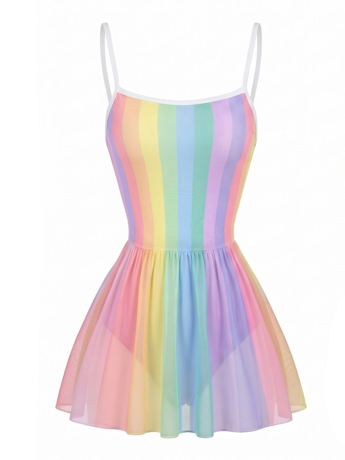 Rina | Swim Dress for Women Vintage Stripes, High Rise, Modest Design