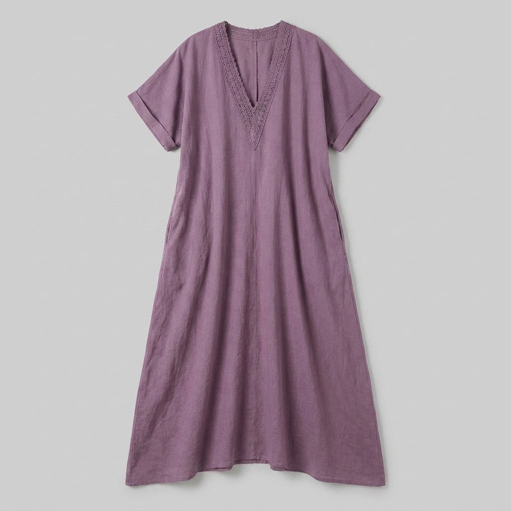 Riva Maxi Dress | Lace V-Neck, Cotton-Linen Blend