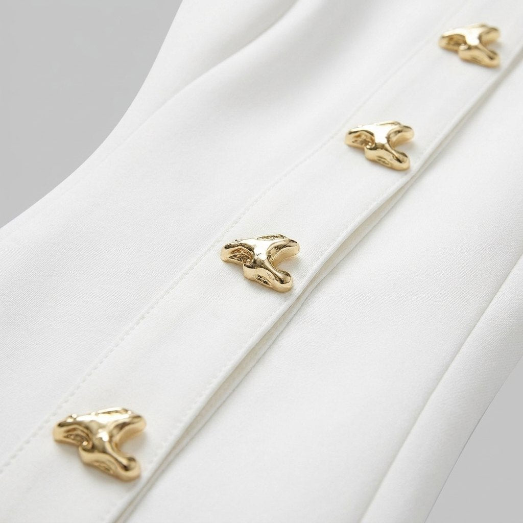 Ronda | Mini Dress Soft Fabric, Metallic Heart Button, Sleeveless, Summer Party Dress for Women